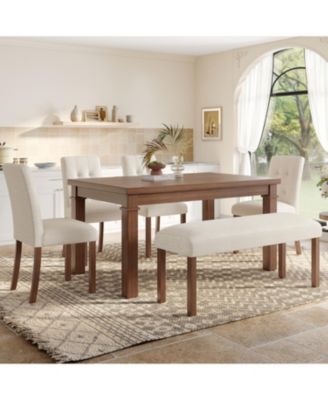 Streamdale Modern 6-Piece Dining Set: Table, 4 Chairs & Bench