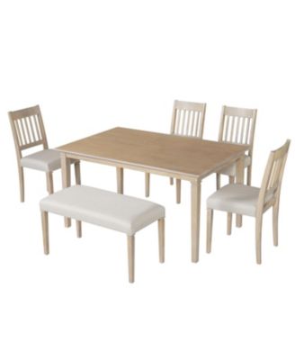 Retro 6-Piece Dining Set: Table, 4 Chairs & Bench