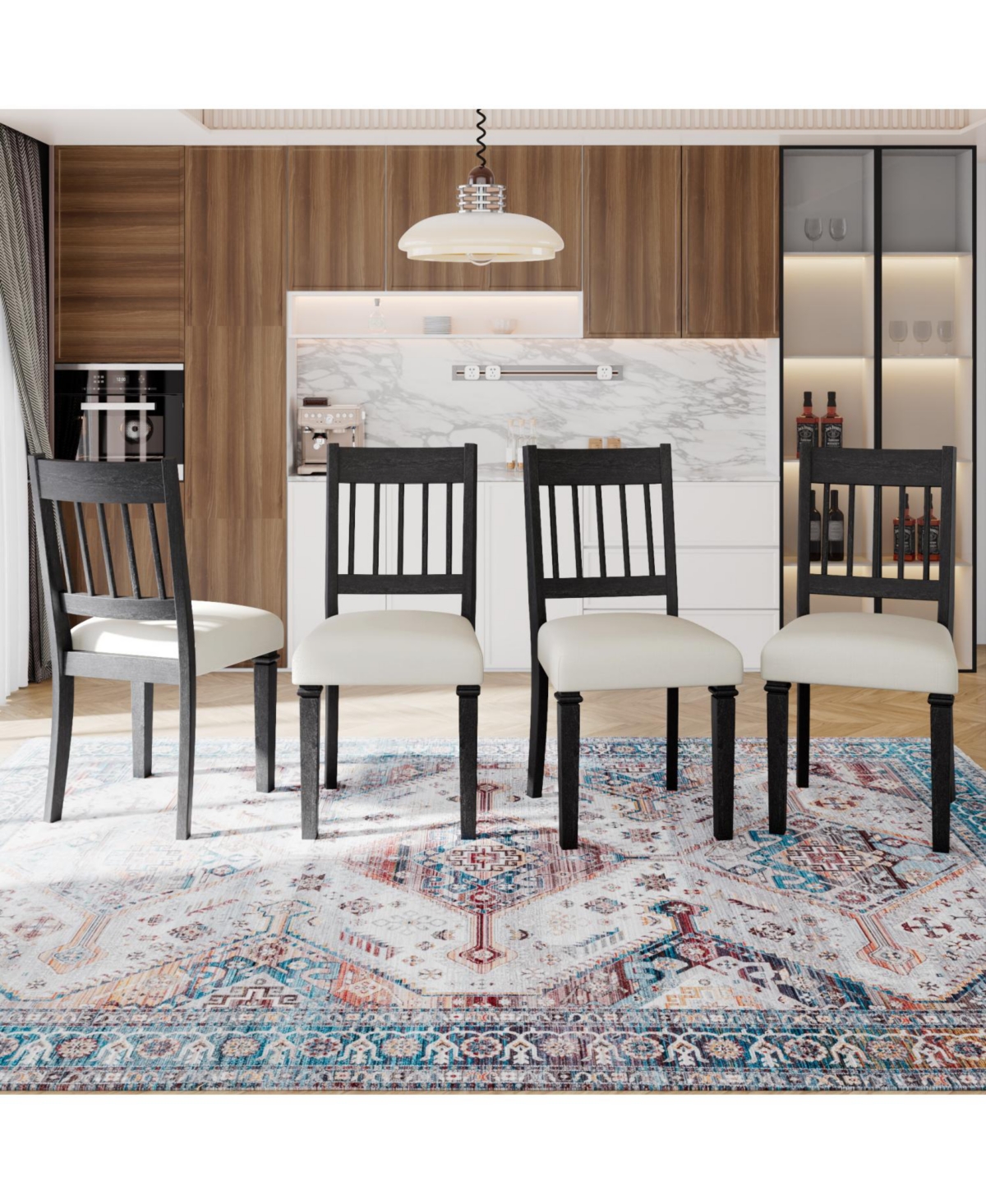 Streamdale Furniture Retro 6-Piece Dining Set: Table, 4 Chairs & Bench