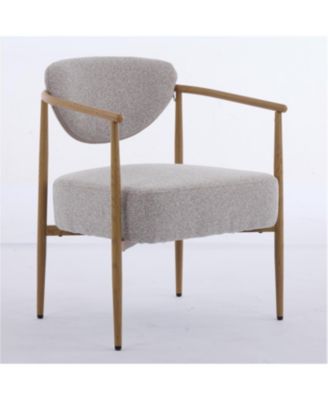 fabric dining/living/bedroom chair with metal frame and wood grain visual