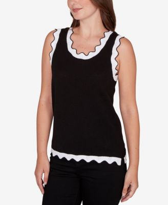 Petite Scallop Trim Sweater Tank Top