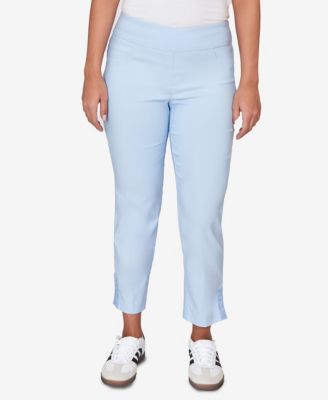 Petite Lace Trim Pull On Silky Tech Ankle Pants