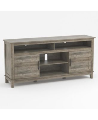 Farmhouse TV Stand for 63 Inch TV, Entertainment Center with Adjustable Shelves and Cabinet Doors, Living Room Media Console