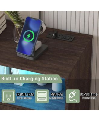 8 Drawer Wood Dresser, Wide Chest Storage for Bedroom, Living Room, Hallway, TV Stand for Up to 55" TV