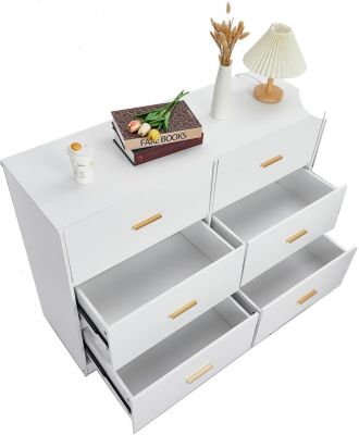 6-Drawer Dresser – Modern Wooden Chest with Metal Handles, Perfect Organizer for Bedroom, Closet, or Living Room.