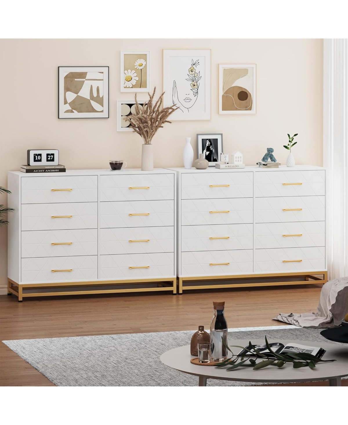 Pink 8-Drawer Dresser for Bedroom & Closet | Tall Chest with Soft-Close Glides, Anti-Tip Kit