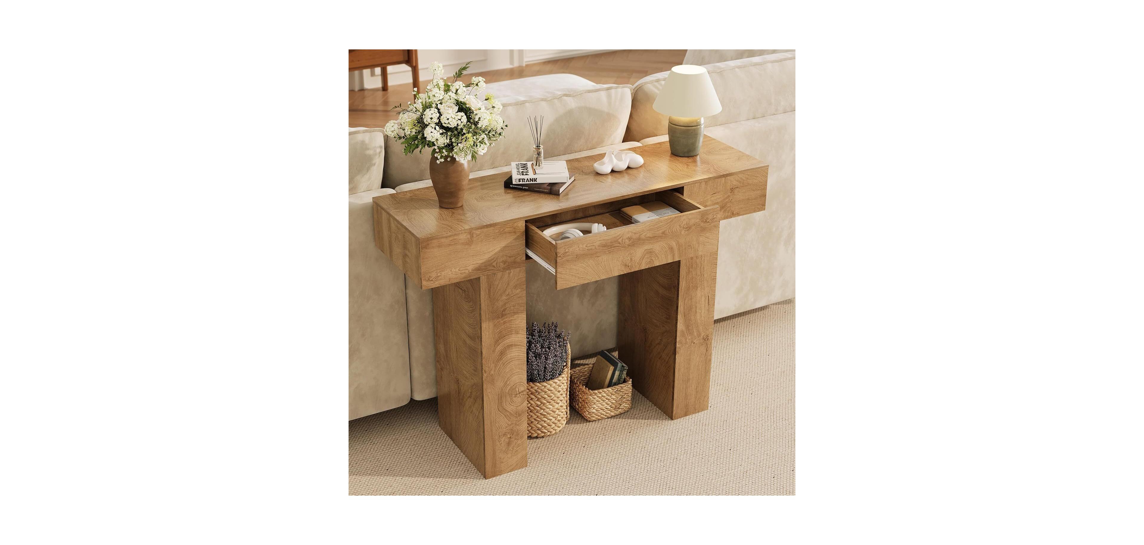 Gaomon 47" Console Table with Drawer – Wooden Industrial Farmhouse Sofa for Entryway, Hallway, or Behind Couch