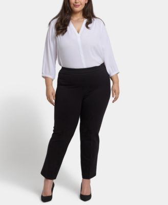 Plus Size Pull-On Slim Ankle Trouser Pants