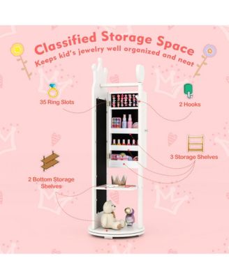 Kids Vanity Set Princess Makeup Dressing Table &Chair Set w/ Coat Rack