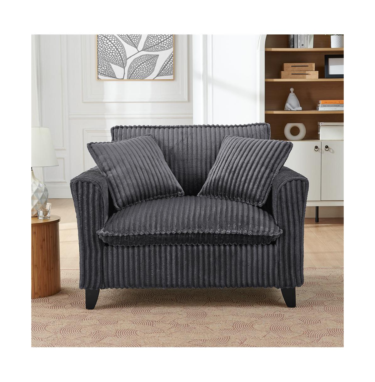Cesicia Corduroy Lazy Sofa with Backrest & Armrests for Living Room Bedroom
