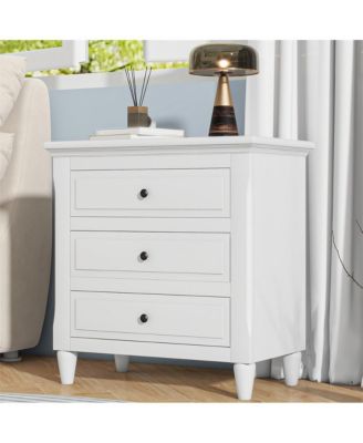 Nightstand with 3 Drawers Modern Bedside Table with Smooth Gliding Rails & Metal Handle