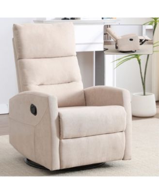 Manual Recliner Chair with Rocker and Swivel in Fabric for Living Room