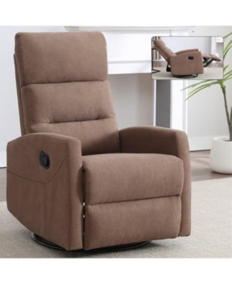 Manual Recliner Chair with Rocker and Swivel in Fabric for Living Room