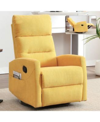 Manual Recliner Chair with Rocker and Swivel in Fabric for Living Room