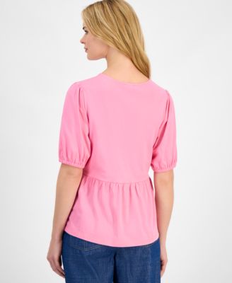 Women's Solid Bow Peplum Top