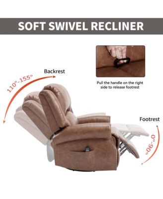 Faux Leather Recliner Chair Rocker Swivel Chair Manual Recliner with Heat & Massage