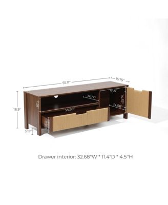 Walnut Finish MDF Wood with Rope Front TV Console with Storage
