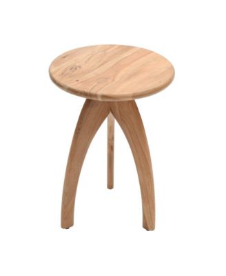 Aero Curved Space Age Round Mid-Century Modern Solid Wood Accent End Table