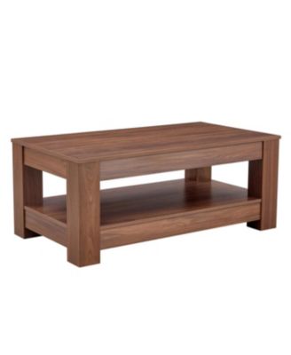 Walnut coffee table, double-layered, MDF, suitable for living room, bedroom, study
