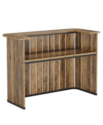 63-Inch Home Bar Unit, Farmhouse Liquor Bar Table with Storage Shelves, 2-Tier Wine Bar Cabinet Mini Bar Table, Rustic Brown