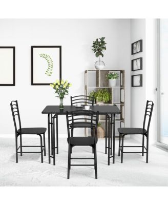 5 Pcs Modern Dining Table Set 4 Chairs Steel Frame Home Kitchen Furniture