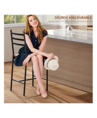 Home Bar Stools Set Of 2/4, Faux Leather Bar Chair With Back, Thick Cushion, Upholstered Counter Height Bar Stools, Footrest For Counter Bar