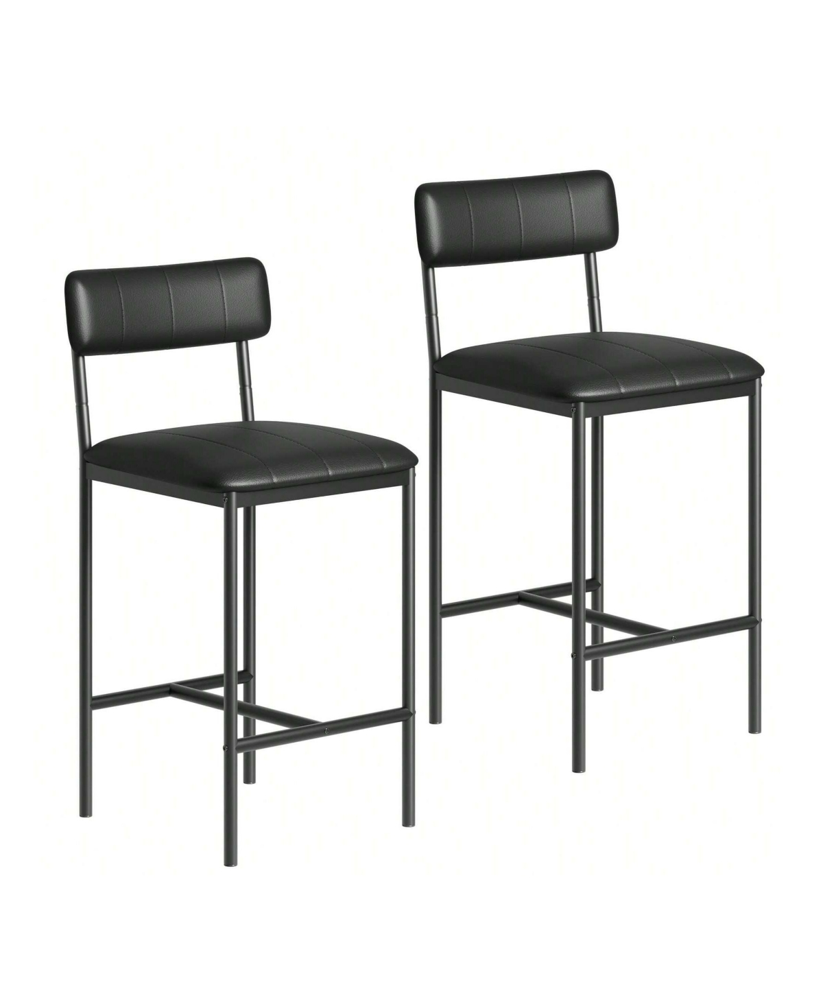 Gaomon Bar Stools Set Of 2, Counter Height Bar Stools With Footrest, Pu Leather Kitchen Barstools, Bar Chairs For Kitchen Island