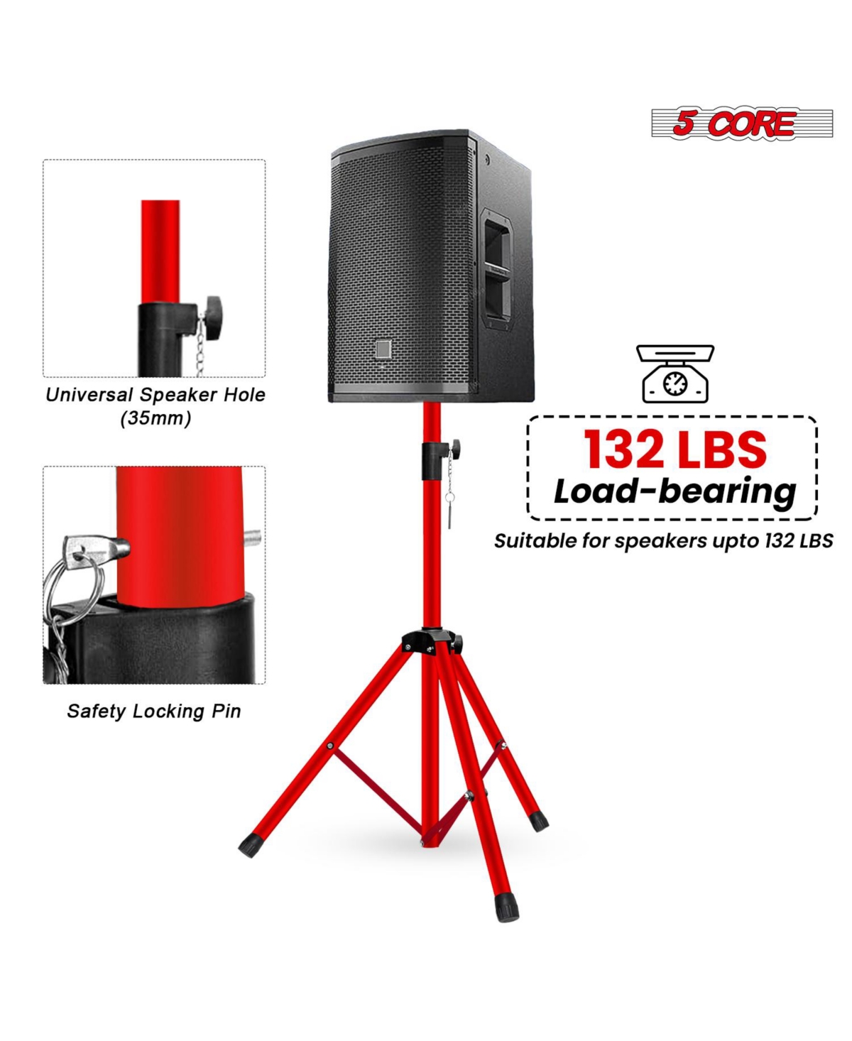 5 Core Speaker Stand 36" Adjustable Pa Dj Tripod Heavy Duty