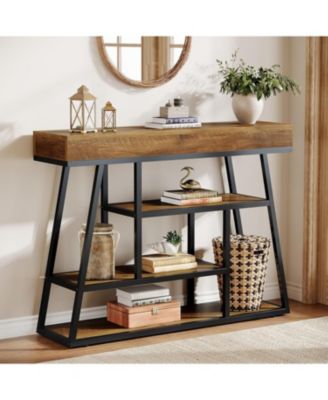 41.3" Entryway Table, Industrial Narrow Console Sofa Table with 4 Tiers Storage Shelves for Entry, Hallway