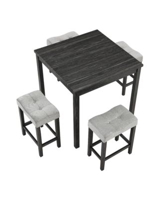 Industrial 5 Piece Dining Table Set with 4 Stools 36Inch Square Table and Space Saving Design for Kitchen Dining Room and Game Room