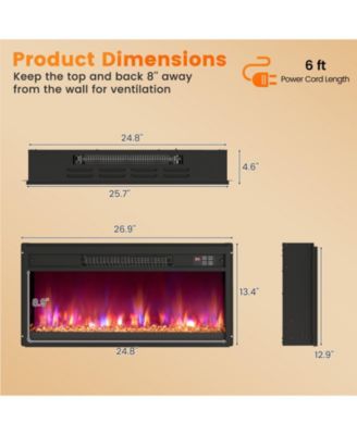 26 Inch 1500W Electric Fireplace Insert with Remote Control