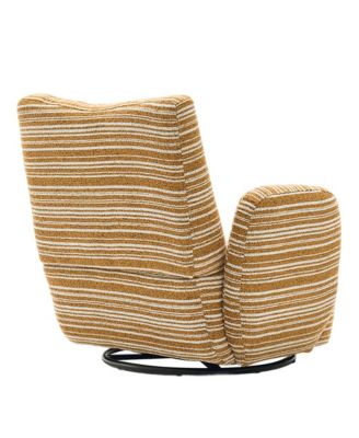 Modern 360° Swivel Leisure Chair Fabric Striped Armrest Swivel Chair for Living Room, Balcony and Bedroom