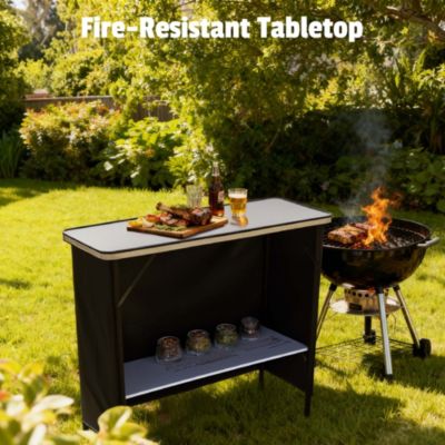 EZ GO Portable Bar Table Shimmer Decor with Carry Bag Black Skirt for Wedding Camping Tradeshow Party