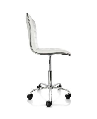 Faux Leather Adjustable Rolling Office Chair in White
