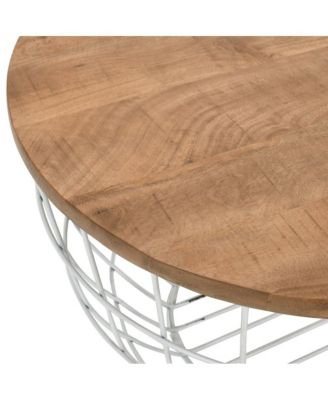 Rondo Nested Storage Solid Wood and Metal Basket Coffee Tables (Set of 2)