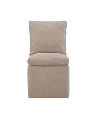 Accent Dining Chair with Castors - Squared Back - Wicker Upholstry