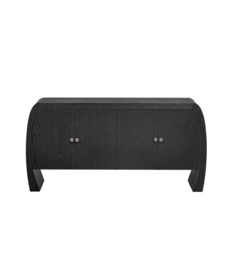 Elegant Ash Veneer Storage Cabinet with Antique Brass Handles