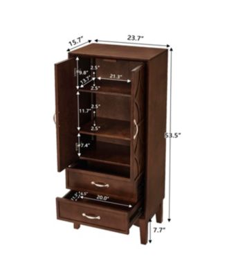 53.5" Mid Century Modern Walnut Kitchen Pantry Storage Cabinet with Doors & Drawers