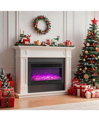 36" Electric Fireplace Insert 1500W Recessed Fireplace Heaterwith Remote Control