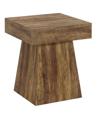 Small End Table, Rustic Square Side Table with Wide Base, Farmhouse Small Nightstand Beside Bed, Next to Armchair, for Living Room, Brown