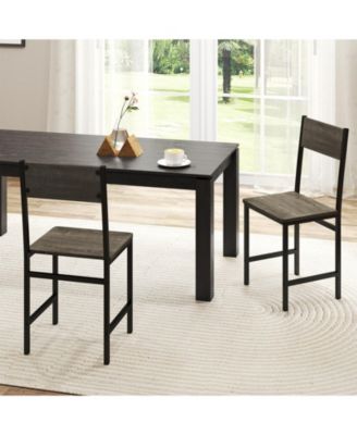Set of 4 Dining Chairs w/Metal Legs Slanted Back Wide Seat for Living Room