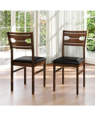 Dining Chair Set of 4 w/ Rubber Wood Frame Padded Seat Curved Backrest