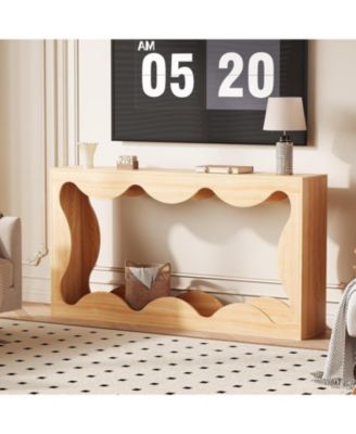 63" Farmhouse Entryway Table,Console Table with Storage,Sofa Table Behind Couch,Narrow Entry Table, Brown