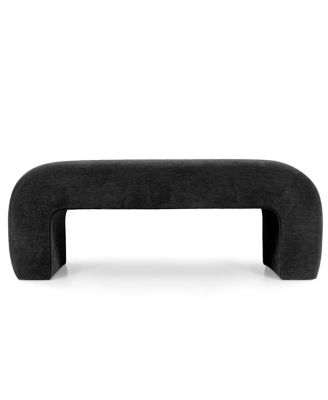 47" Upholstered Scroll Velvet Waterfall Bench/Chenille Entryway Bench-