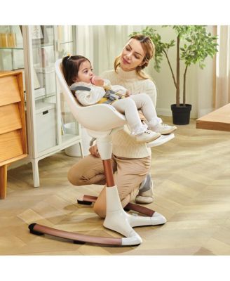 White Gold Luxury Baby Dining Chair Baby High Chair with Adjustable Seat Height and Removable Tray