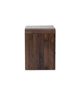 Walnut Finish 2-Drawer Nightstand & End Table, Engineered Wood with Rounded Corners