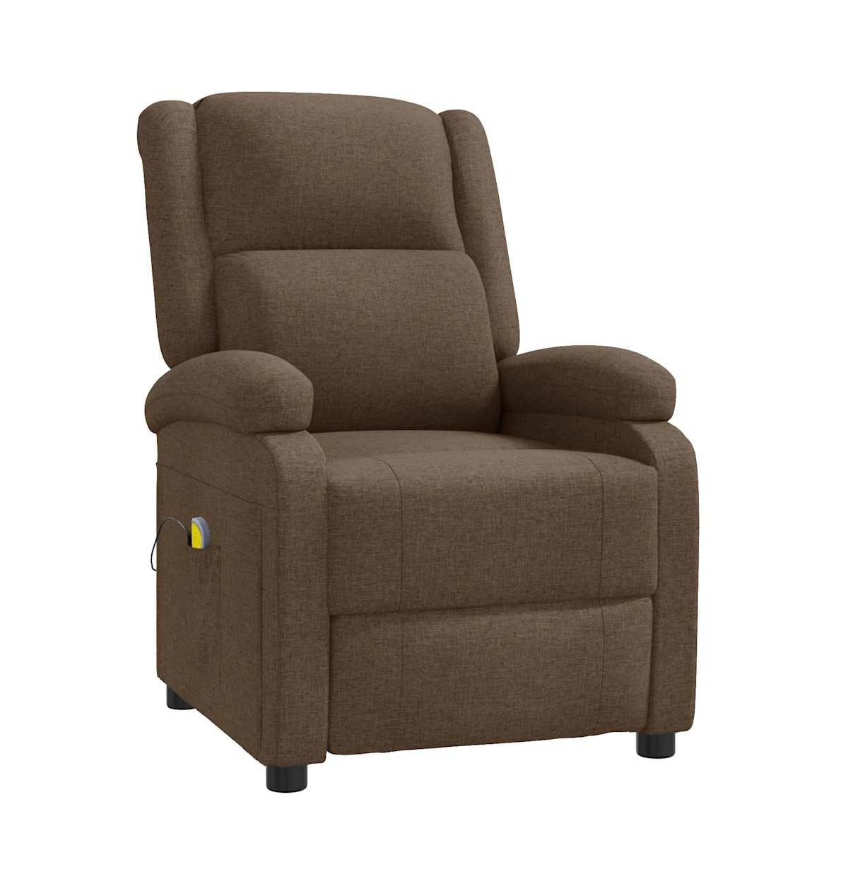 vidaXL Massage Chair Brown Fabric, wood, and metal Single Massage Chair