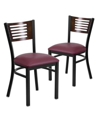 2 Pack Decorative Slat Back Metal Restaurant Chair