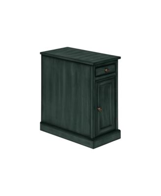 Accent Table, End, Side Table, Nightstand, Narrow, Bedroom, Lamp, Storage Drawer, Antique Blue Veneer, Traditional