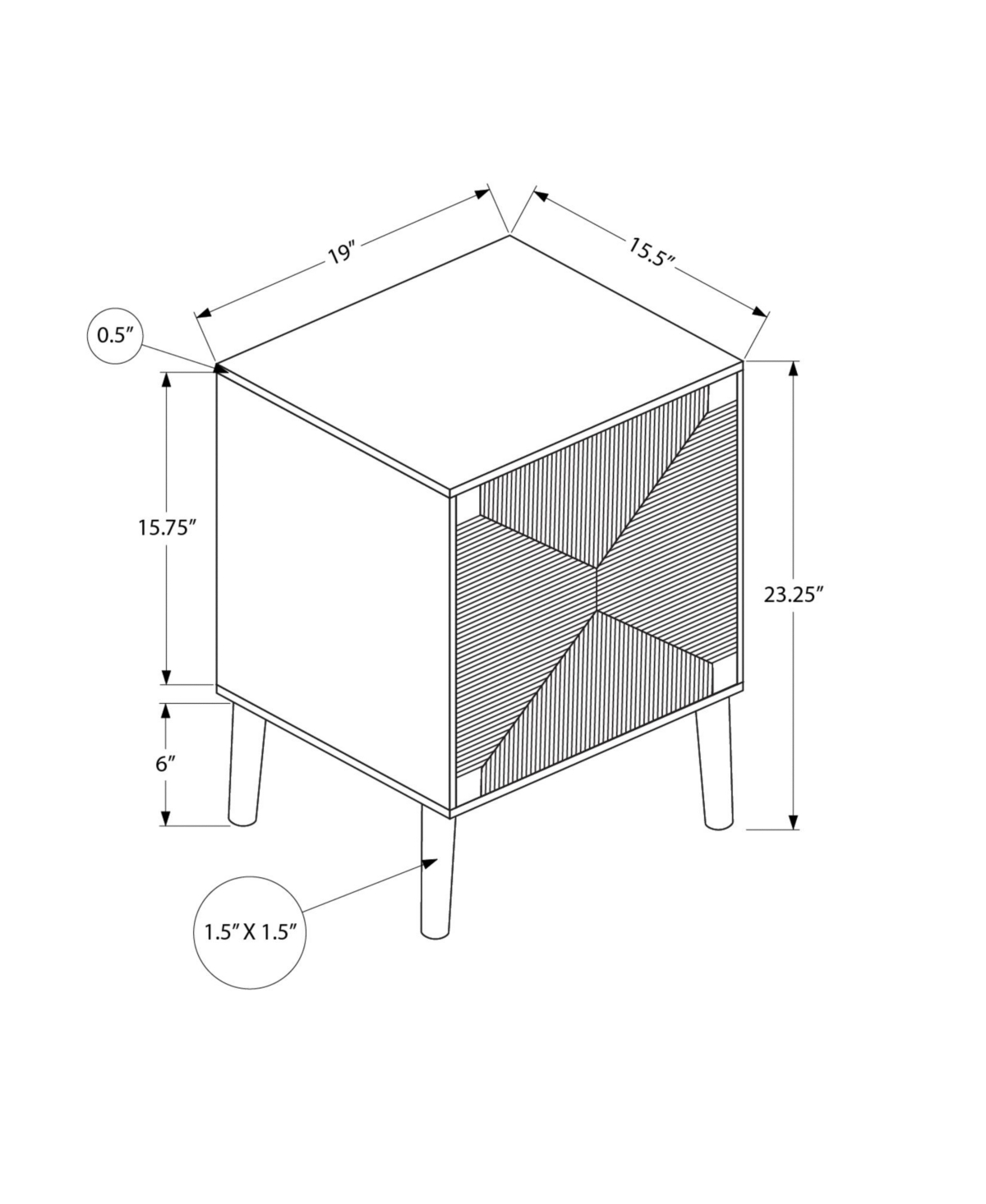 Lovmor Accent Table, End, Storage, Small, Side, Living Room, Lamp, Light Walnut Laminate, Seagrass, Modern